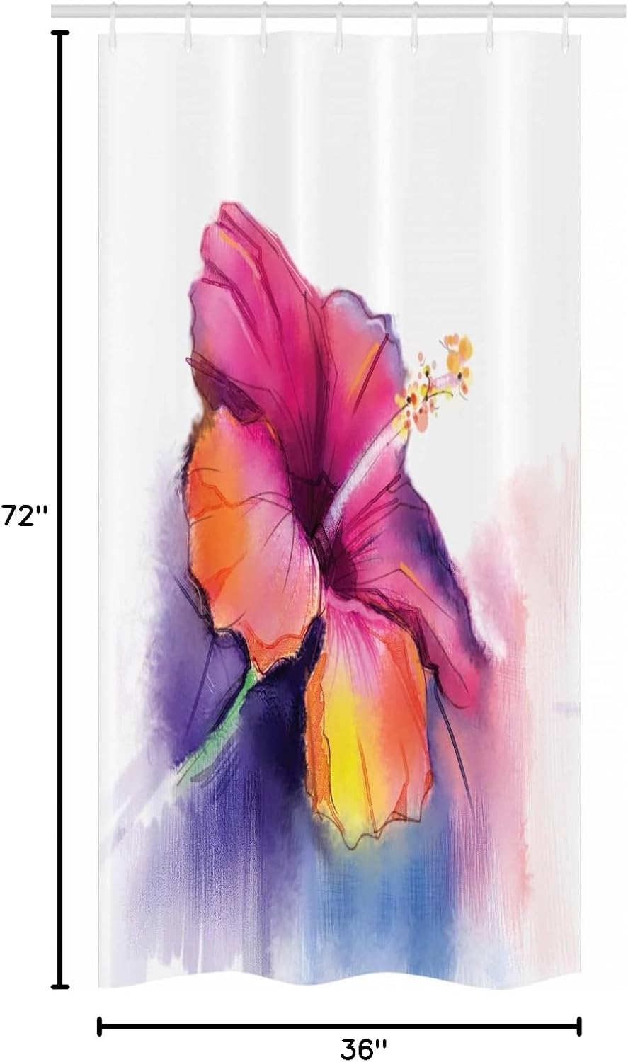 Ambesonne Flower Stall Shower Curtain, Hibiscus Flower in Pastel Abstract Colorful Romantic Petal Pattern Art Print, Fabric Bathroom Decor Set with Hooks, 36" W x 72" L, Pink Tones