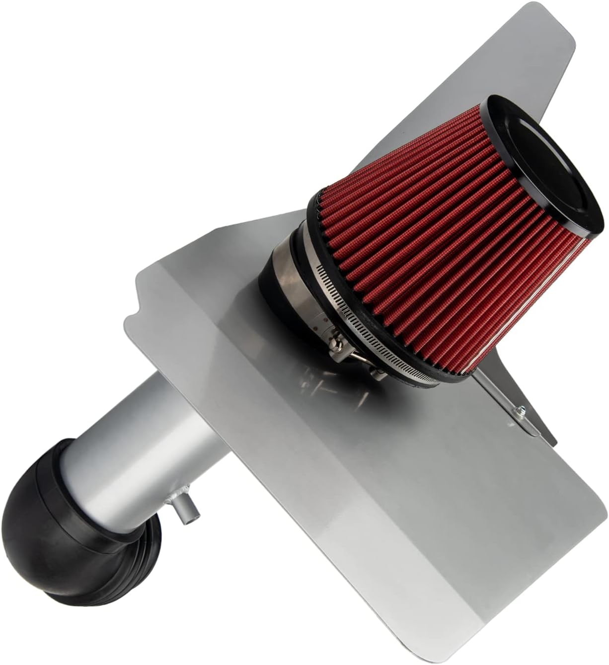 Cold Air Intake Filters System Kits Fit for Camaro 2012 2013 2014 2015 V6, 3.5" High Flow Cold Air Intake Filters Polished Aluminum (Red)