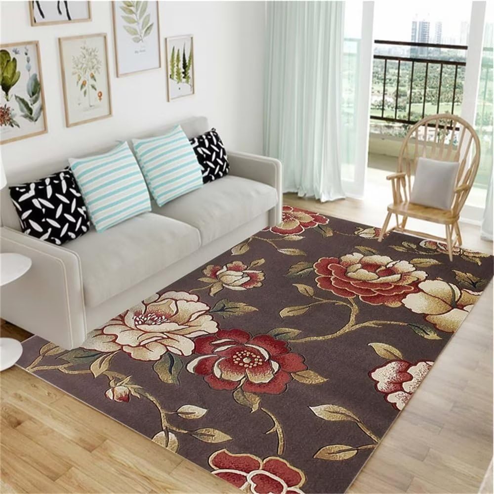 Tapis de salon aux fleurs rouges vintage pour réchauffer vos soirées