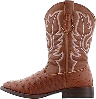 Vista 1 de ROPER Hombres Bumps Avestruz Punta cuadrada Botas Casual Mid Calf - Marrón, Blanco