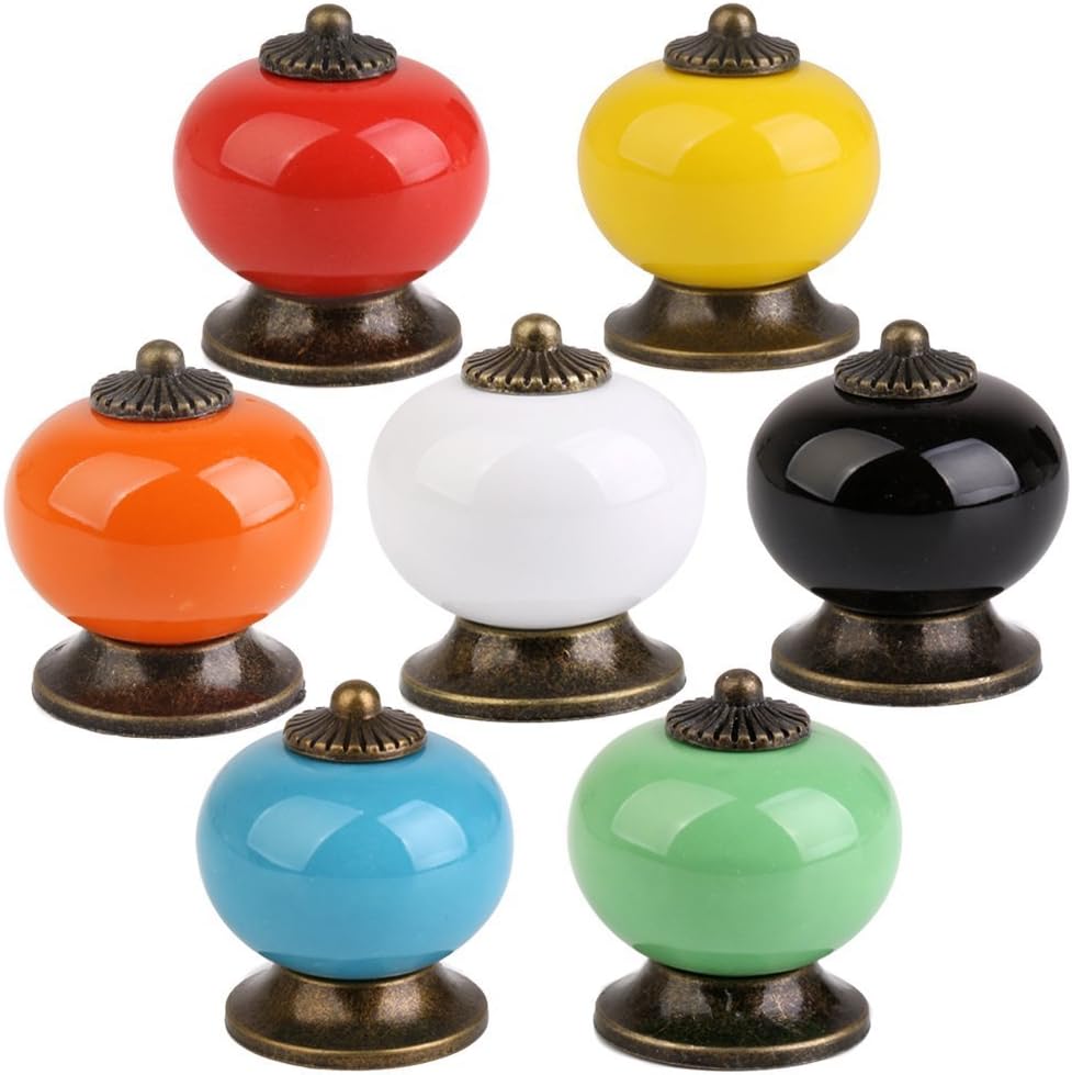 10 Pcs Kitchen Pull Handle Drawer Knobs Ceramic Door Cabinets Cupboard Hardware Baby Kid's Furniture Lockers Handles Decorative (Black)