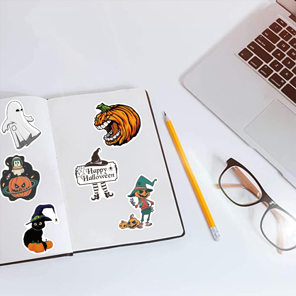 100 Stickers Halloween - Adesivi Divertenti A Tema Zucca Per Bambini E Adulti, Impermeabili E Colorati - Foto 9