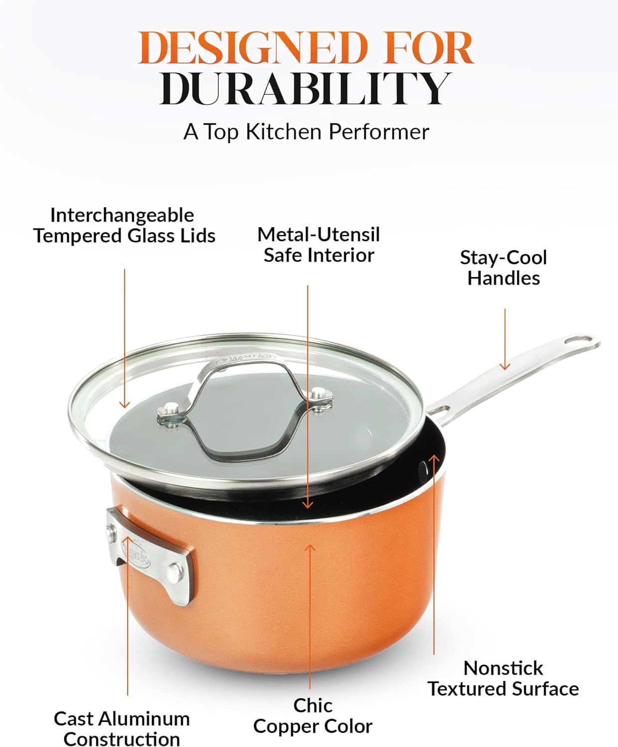 Gotham Steel 15 Pc Copper Pots and Pans Set Non Stick Cookware Set