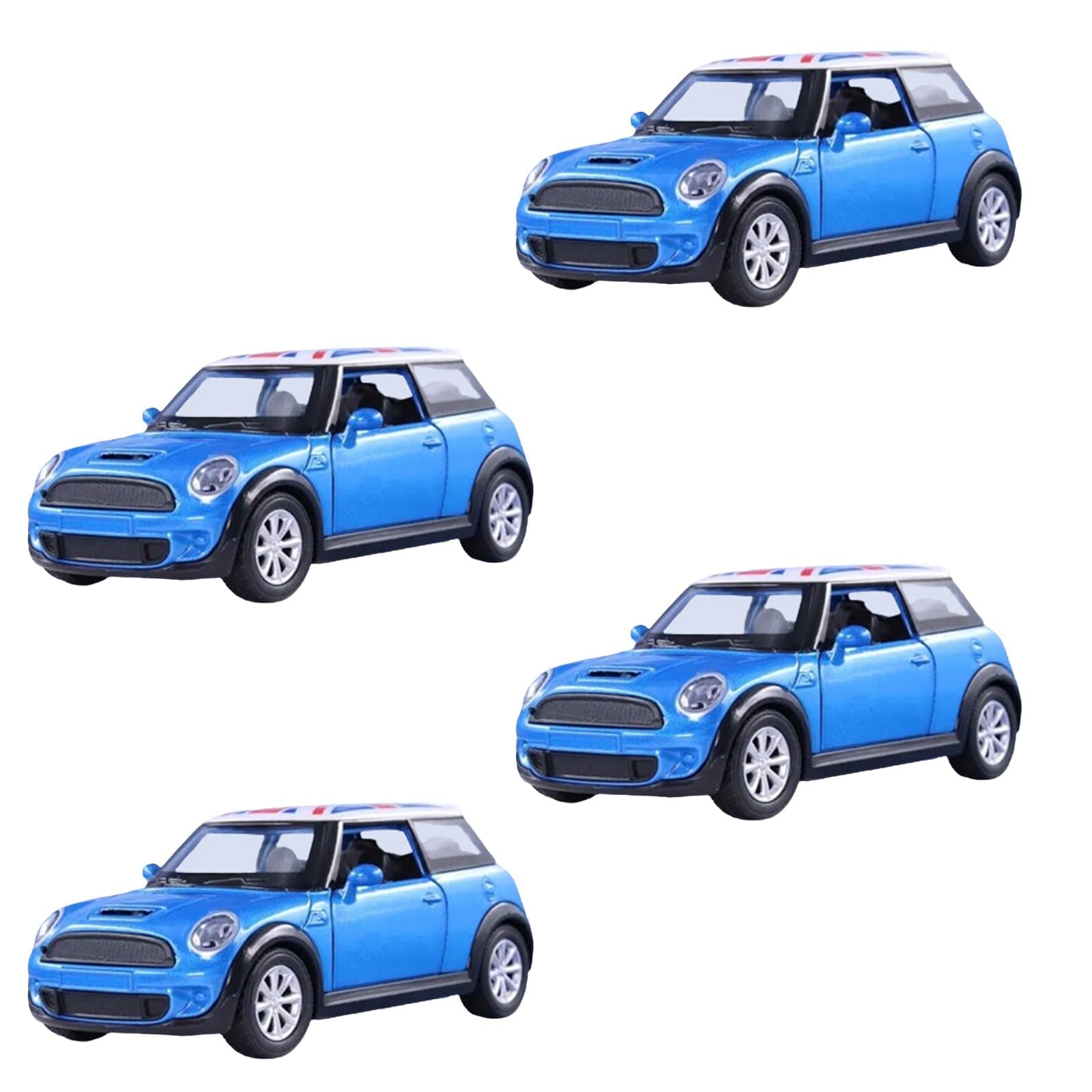 PNJB Mini Sports Car, Mini Racing Care, Scale 1: 22, Die-Cast Collectible, Pull-Back, Classic Style Mini, Play Car Model, Blue (4 Pcs)