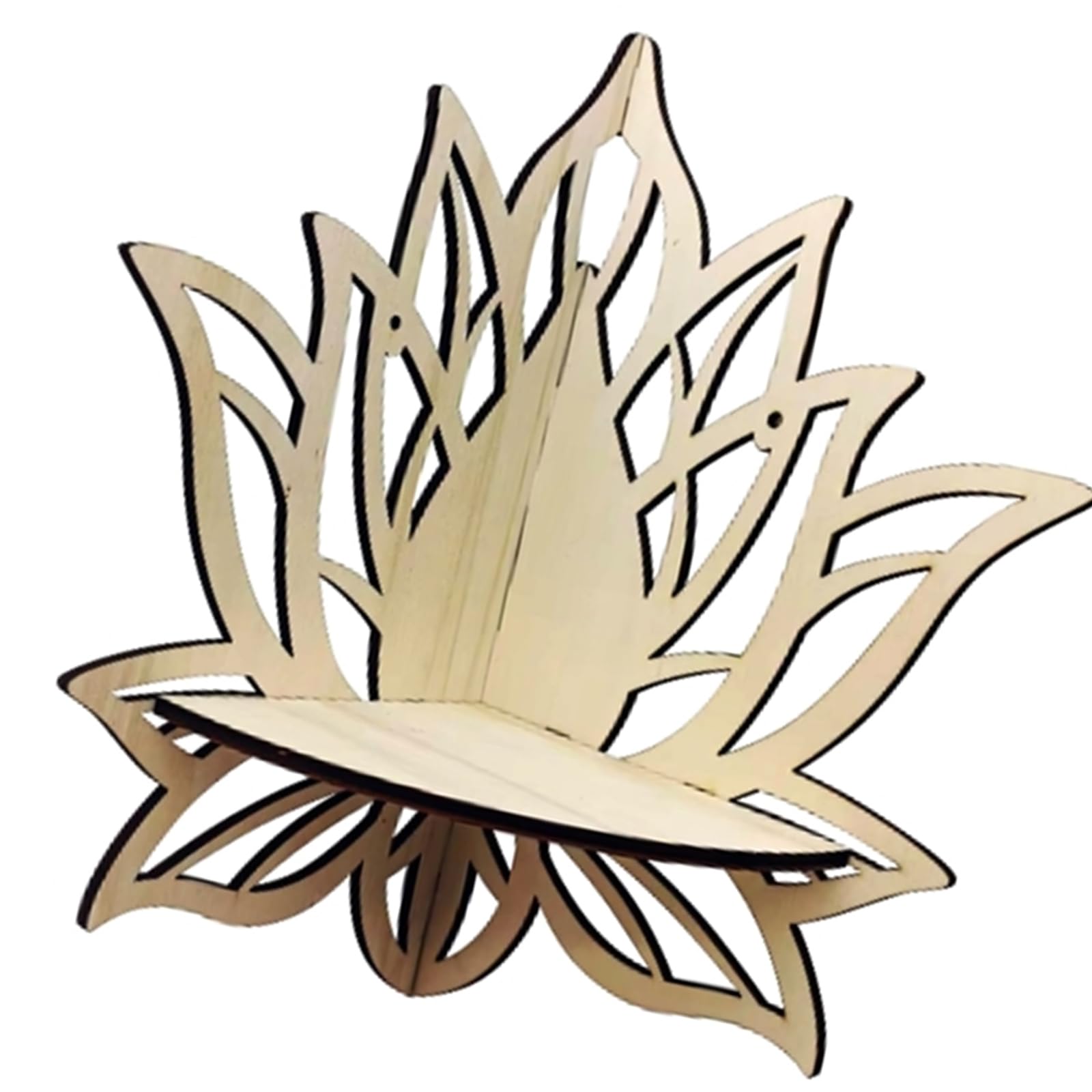 Xjdzineq Hollowed Out Flower Shape Corner Shelf Wood Wall Mount Floating Shelves Crystal Display Storage Rack Home Decors Wood Stand