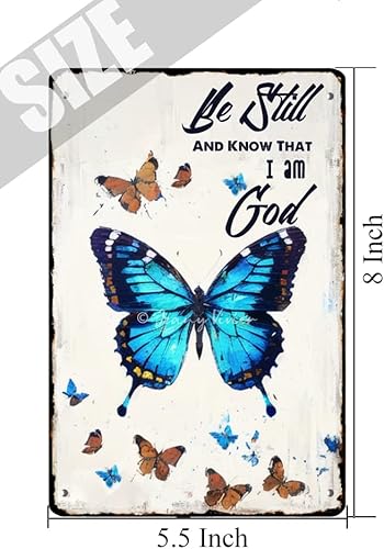 Miniatura 5 de Zomyto Letrero retro con texto en inglés «Be Still and Know That I Am God», texto religioso, versículo bíblico para decoración de pared, regalos