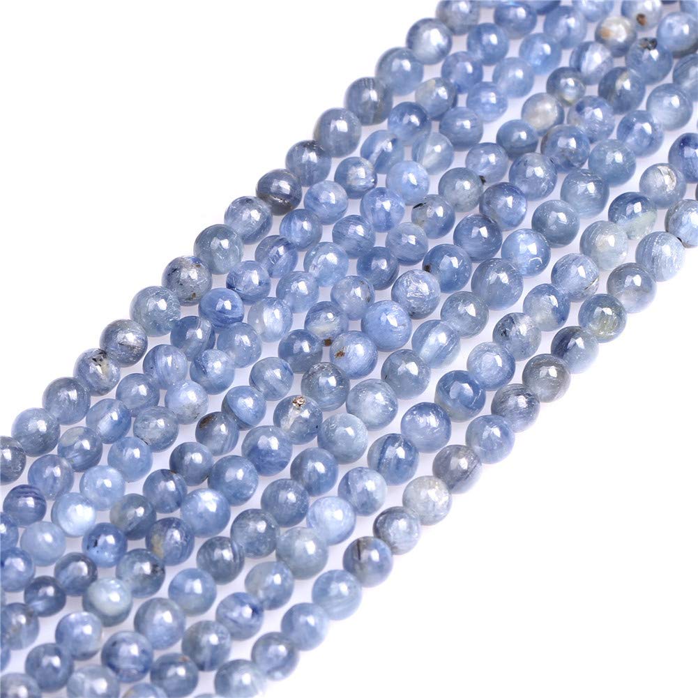 GEM-Inside Natural 4mm Blue Kyanite Round Gemstone Semi Precious Loose Beads for Jewellery Making 15''