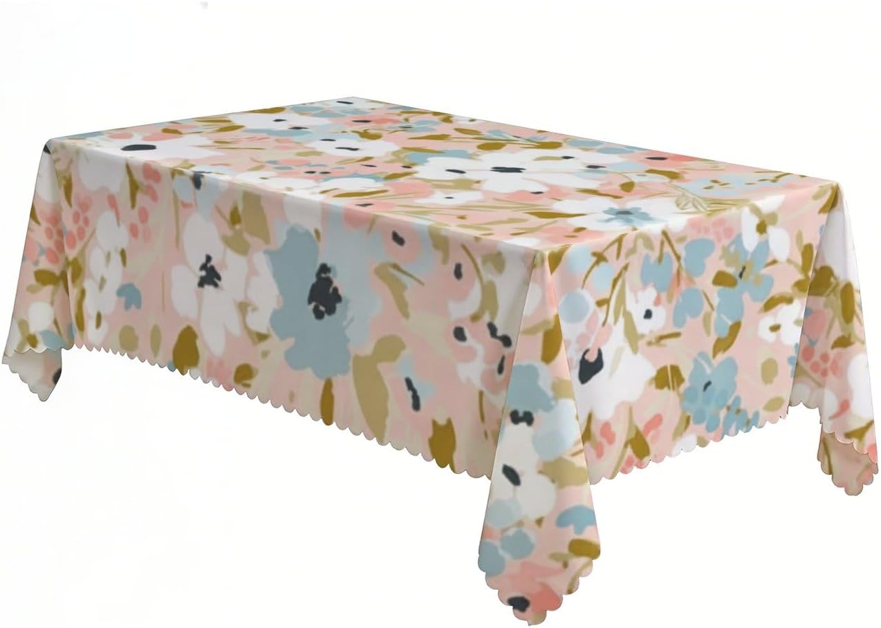 Cute Leopard Print Table Covers 60 × 120 Inch, Oil Proof Spill Proof Italian Outdoor Dining Table Cover, Party Decorations Country Tablecloths for Camping Coffee Dining Room Cover