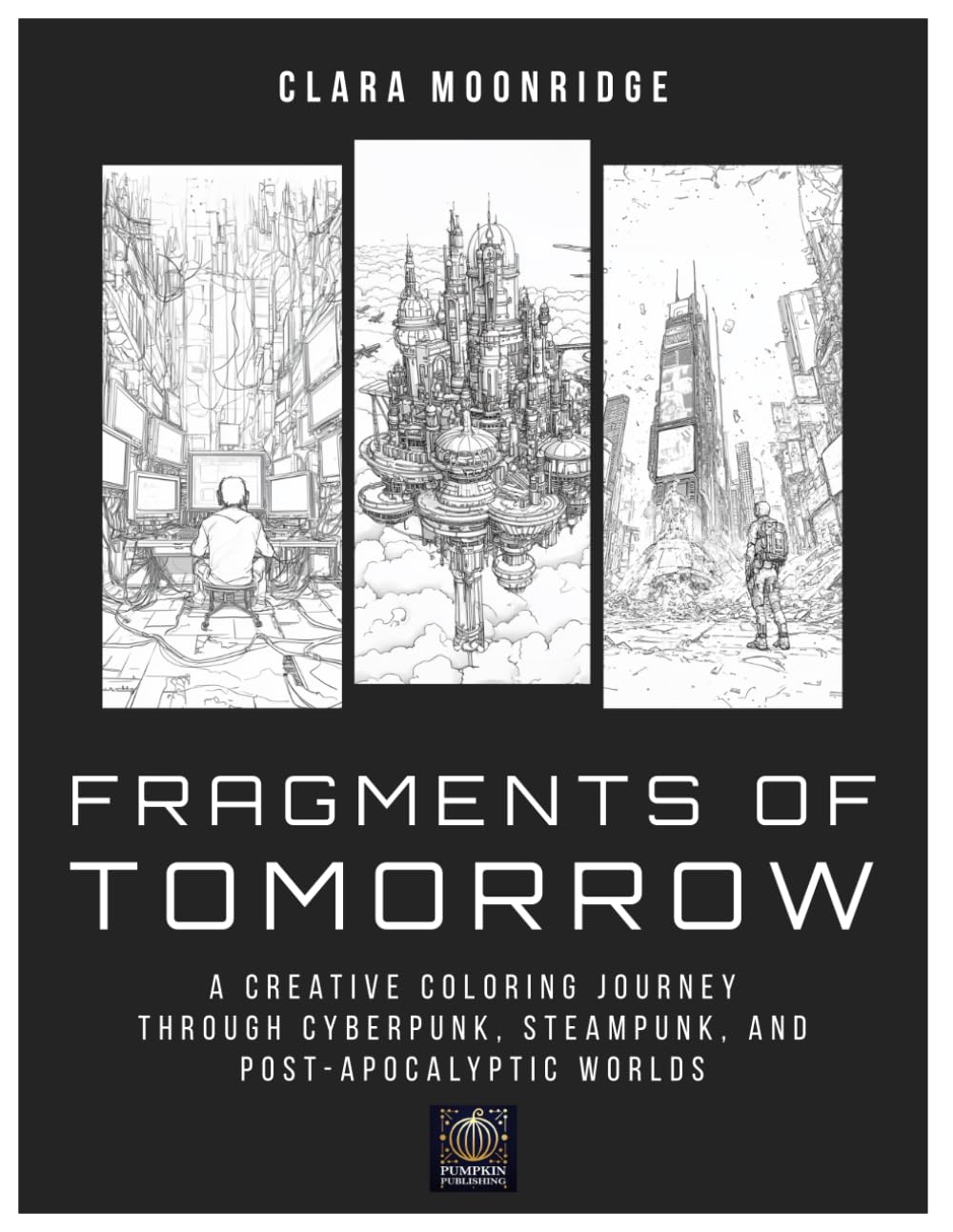 Fragments of Tomorrow: A Creative Coloring Journey Through Cyberpunk, Steampunk, and Post-Apocalyptic Worlds