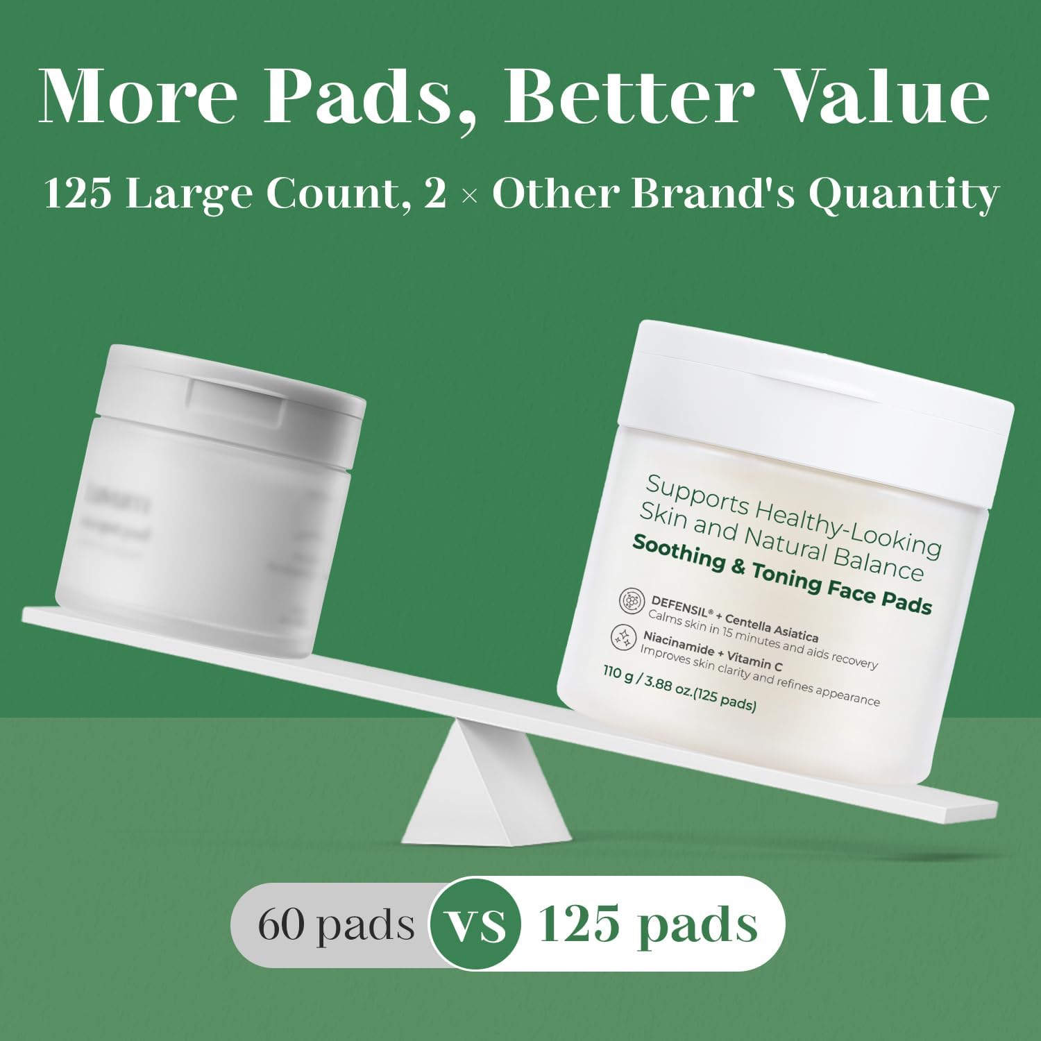 QAH Toner Pads Face Exfoliator Dark Spots Removal Pads, Soothing with DEFENSIL®,Tea Tree | Wrinkle Minimizing with Peptides, Niacinamide for All Skin Types（125 Counts） - Image 2