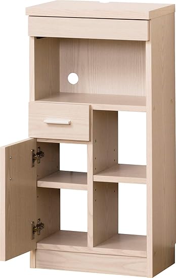 Amazon Co Jp 電話台 ファックス台 Fax台 ルーター収納 モデム収納 コンパクト ホワイトナチュラル 幅40 高さ80 おしゃれ 木製 北欧 ナチュラル シンプル モダン 背面オープン仕様 引き出し収納 背面コード通し穴 完成品 白木目 ホーム キッチン