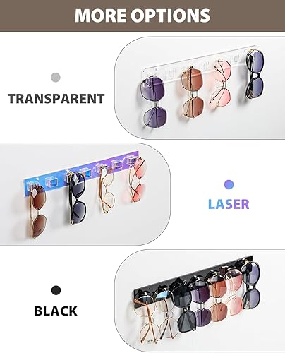 Miniatura 7 de Organizador de lentes de sol, paquete de 2 organizadores acrílicos para lentes de sol, soporte de exhibición de anteojos montado en la pared,