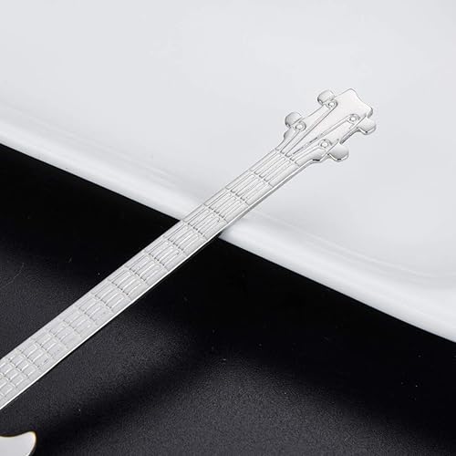 Miniatura 9 de Juego de cucharas de guitarra de acero inoxidable, cucharas de café Demitasse para expreso, 5 unidades Solike