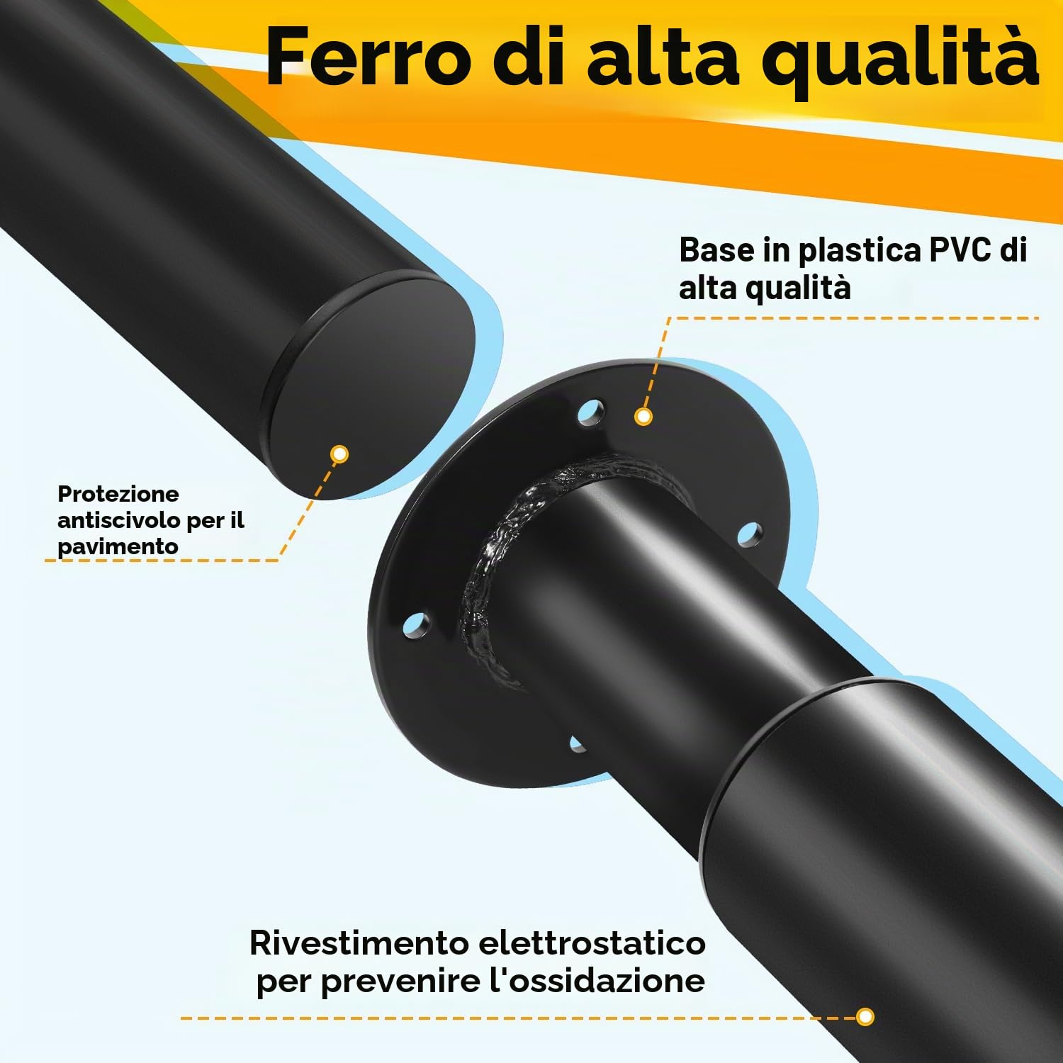 Confezione da 4 piedini per mobili, gambe regolabili da 70 a 110 cm, Fino a 200 kg per mobili, gambe da tavolo in acciaio, Caricabile divano-letto, comodino, armadietto (nero)
