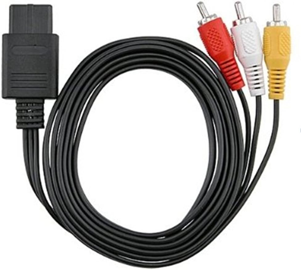 XFUNY(TM) Color Coded Connectors 1.8M/6FT 3 RCA Stereo AV Audio Composite Cable Video Cord Scart Cable TV Lead for Nintendo 64 SFC NGC Gamecube-Black