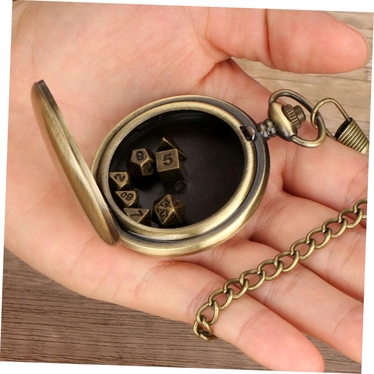 Lot De 5 Mini Dés Polyédriques en Métal avec Étui pour Montre De Poche Et Porte-clés