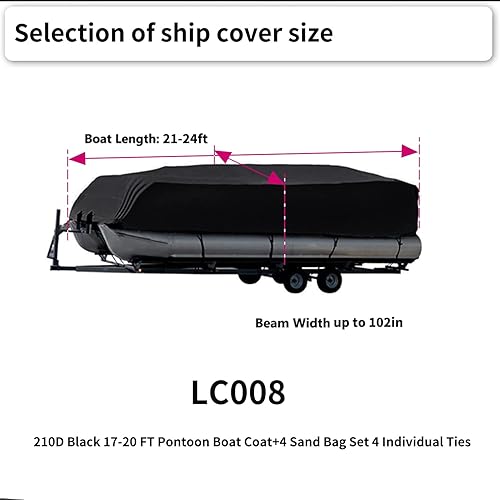 Miniatura 2 de CHEYIBAO Pontón - Fundas para lanchas de 21, 22, 23, 24 pies, impermeable, revestimiento de poliuretano, grado marino, poliéster 210D, a prueba de
