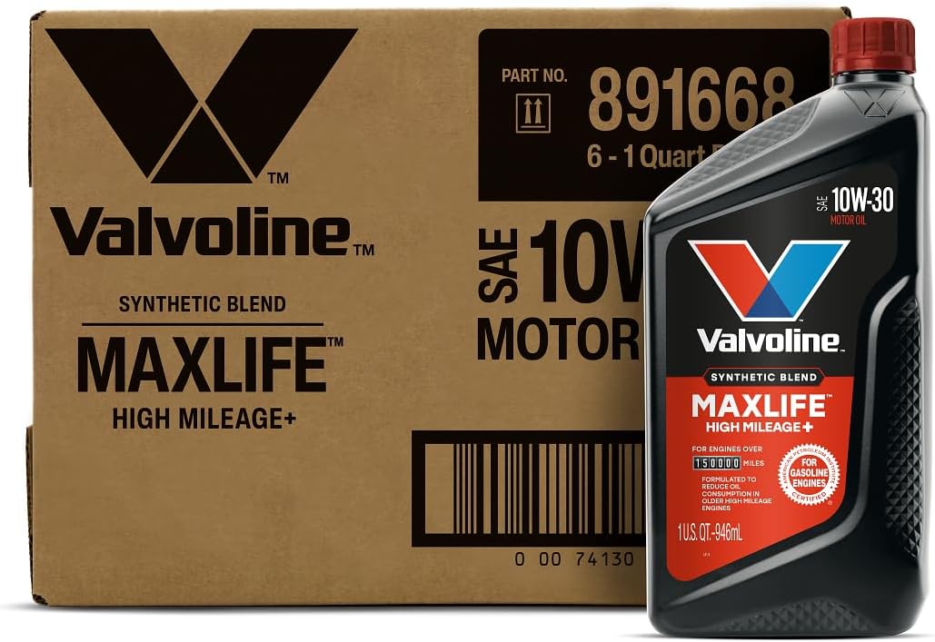High Mileage 150K with Maxlife Plus Technology Motor Oil SAE 10W-30 1 QT, Case of 6