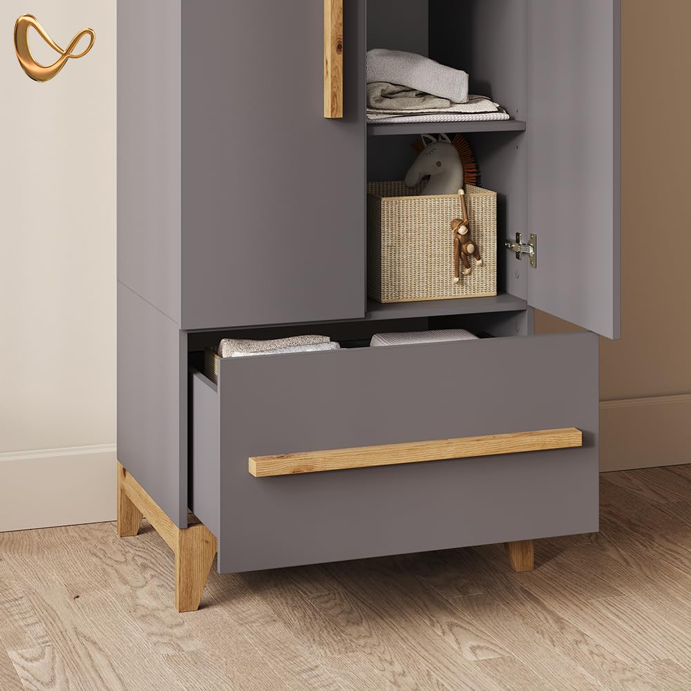 Livinity Guardaroba per bambini Mailo, Grigio/Artisan, 70 x 186.8 cm