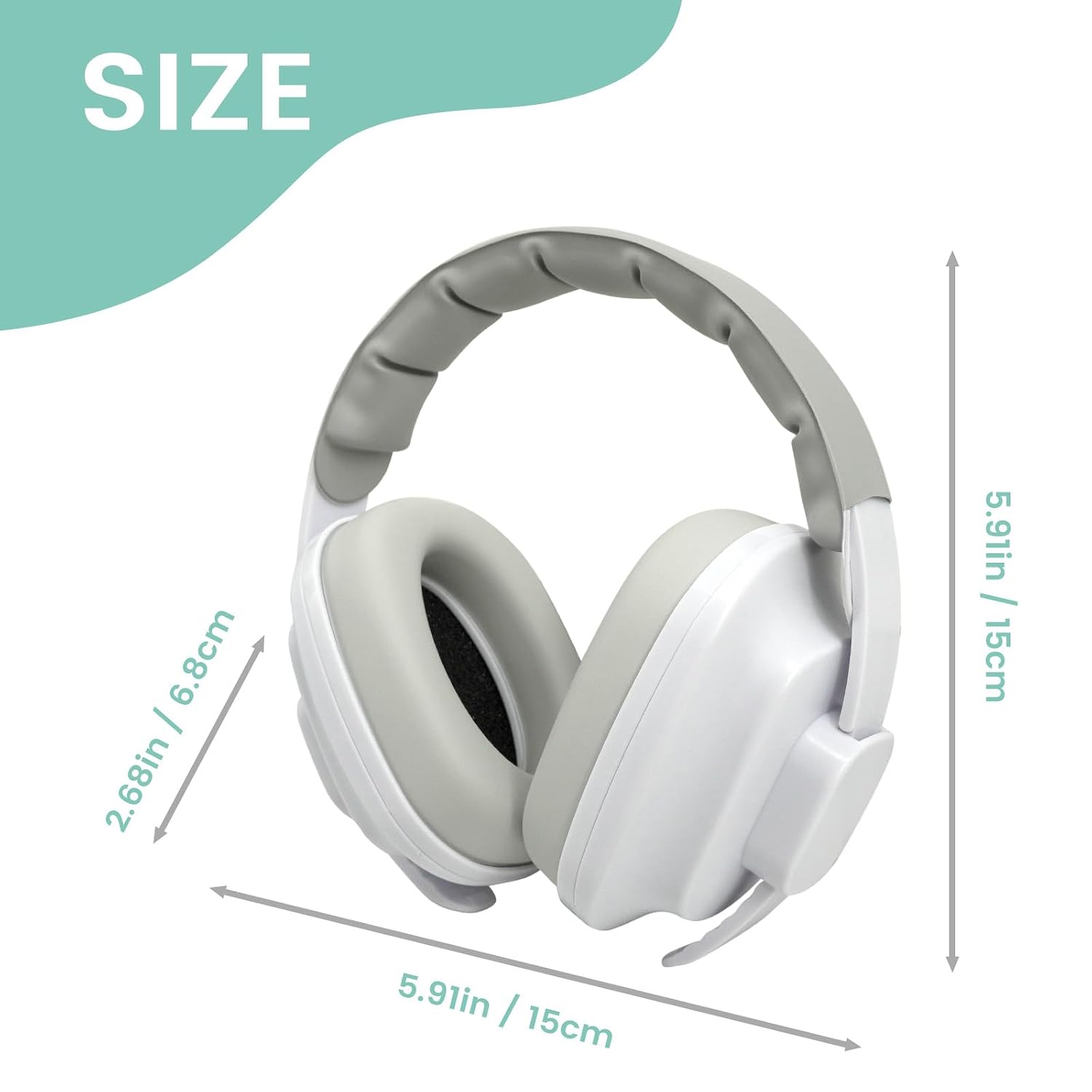 Baby Ear Protection Headphones, Noise Cancelling Earmuffs for Kids/Toddlers/Infants, Baby Ear Muffs for Airplane Travel, Hearing Protection for Newborns 0-36 Months, Adjustable Headband（White）