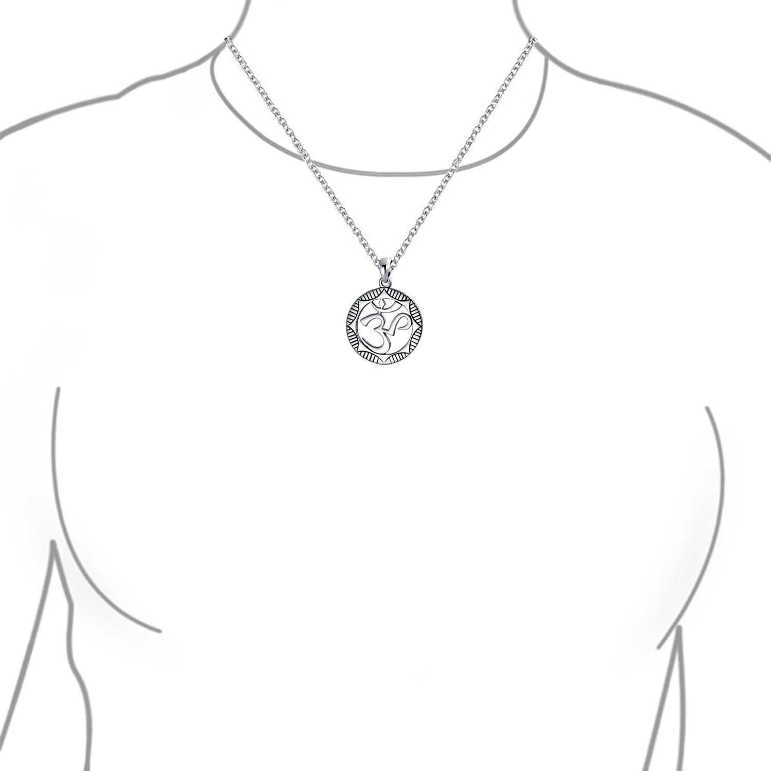 Mediation Celestial Buddha Heptagramm Sanskrit Symbol Yoga Medaillon Aum Om Ohm Halskette Anhänger Für Frauen Teens Männer Halskette Kreis Scheibe Oxidiert .925 Sterling Silber