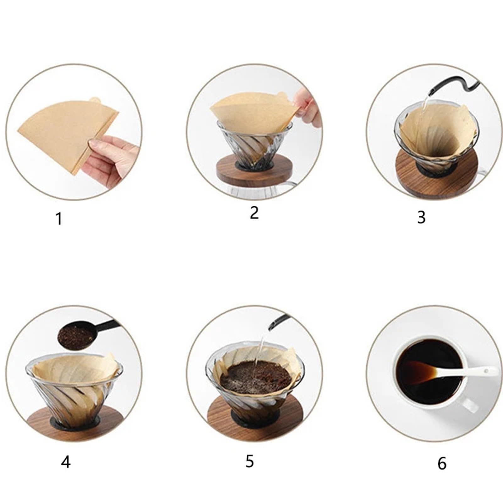 600 pezzi di carta da filtro for caffè, for naturale, for interni, esterni, a goccia manuale Per Casa Cucina(12.5cm)