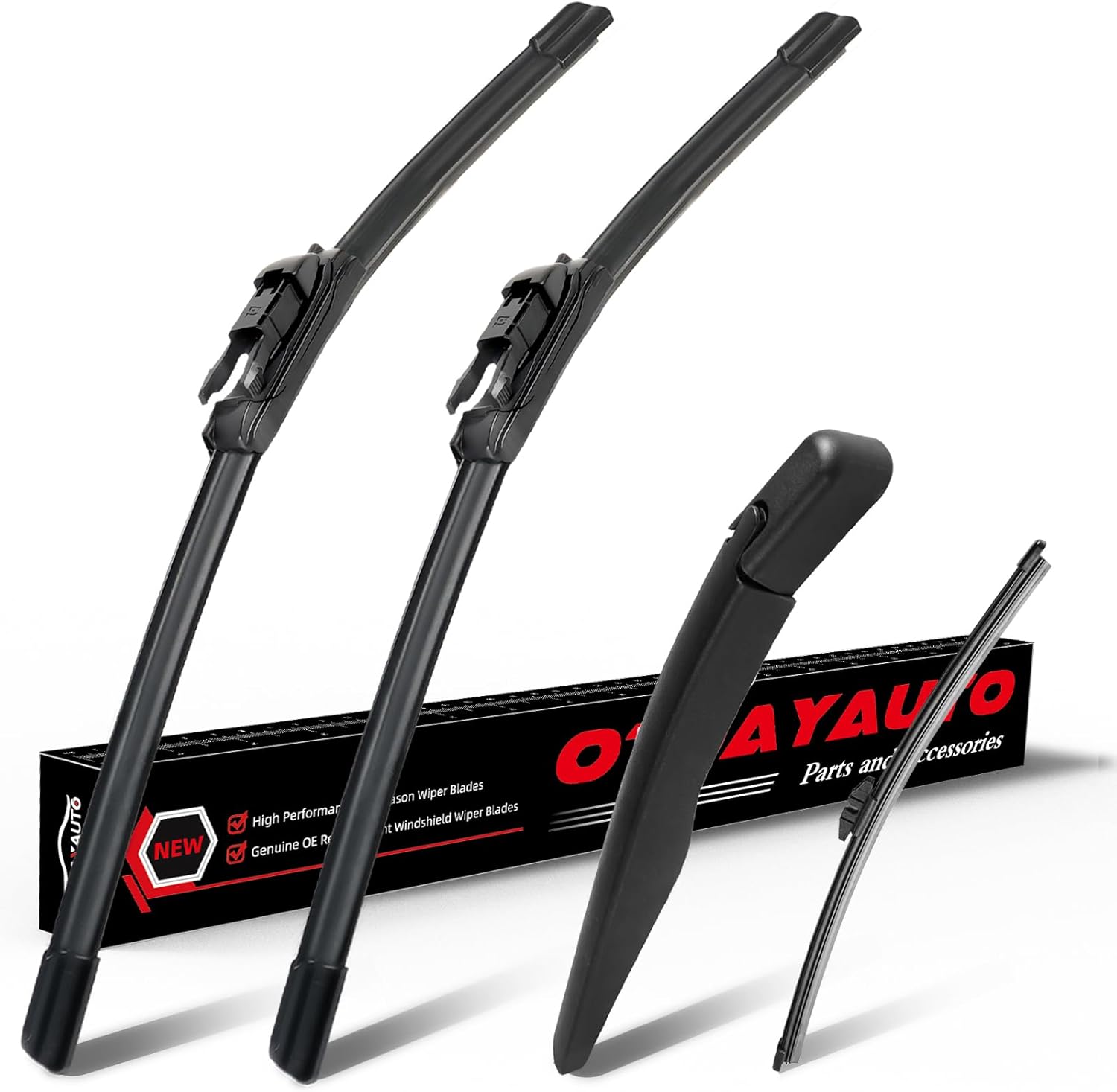 OTUAYAUTO 28"+28"+13"+12" Wipers Replacement for Ford Escape 2013-2021 Premium All-Season Front Windshield Wiper Blades and Rear Wiper Arm and Blade Assembly Kit(Pack of 4)