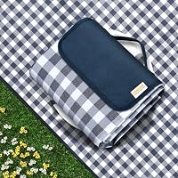 SAMSIER Picnic Blankets Waterproof Foldable, Large Outdoor Beach Blanket Sandproof, Gingham Picnic Mat Cute Washable Portable (Navy Blue, 200 x 200 cm)