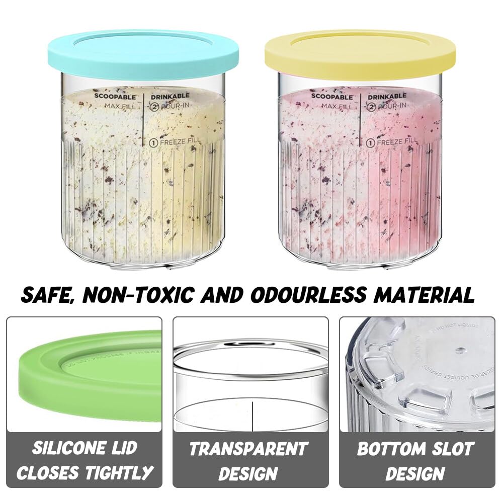 Lot De 2 Pots Pour Ninja Creami - Récipients Réutilisables Lave-vaisselle, Avec Couvercle Et Cuillère - Pour Glaces, Smoothies, Sorbets - 7