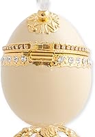 Vista 3 de Splendid Elegant White Egg Shaped Music Box/Jewelry Box Adorned with Austrian Crystal Elements Playing Canon by Pachelbel
