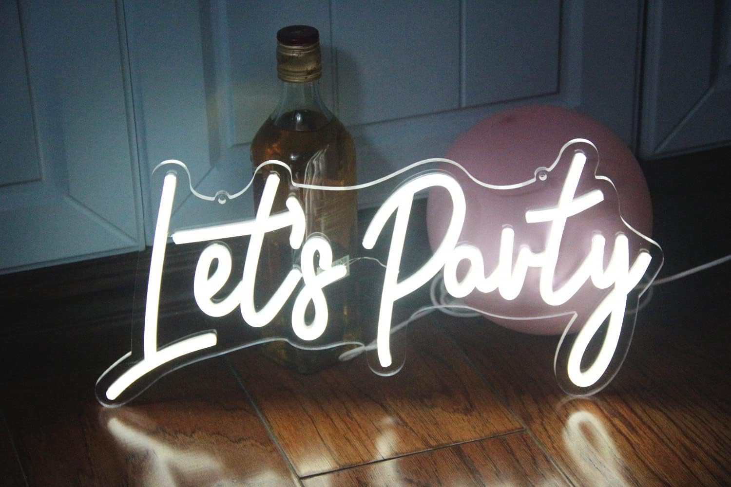DAKABUKA Lets Party Neon Sign White LED Neon Let's Party Light Signs for Wall Decor Bachelorette Party Wedding Engagement Birthday Party With Dimmabel Switch (16 * 7.6inches) 5V USB - Image 4
