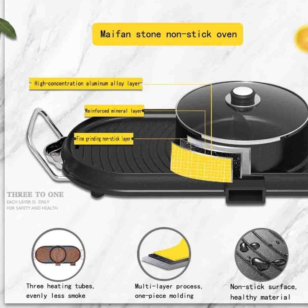 Multifunction Barbecue Hot Pot Electric BBQ Grill, pot Home Smoke-free Non-stick Baking Tray, Suitable for Family