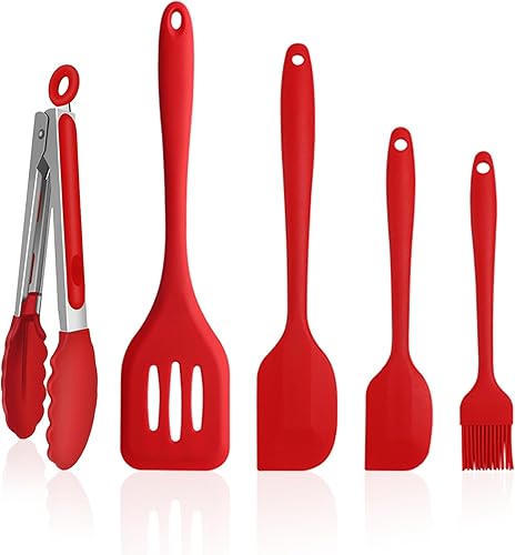 Miniatura 10 de NileHome Paquete de 4 espátulas de silicona y batidor de utensilios de cocina con cepillo de silicona, resistente al calor, espátula de goma sin BPA