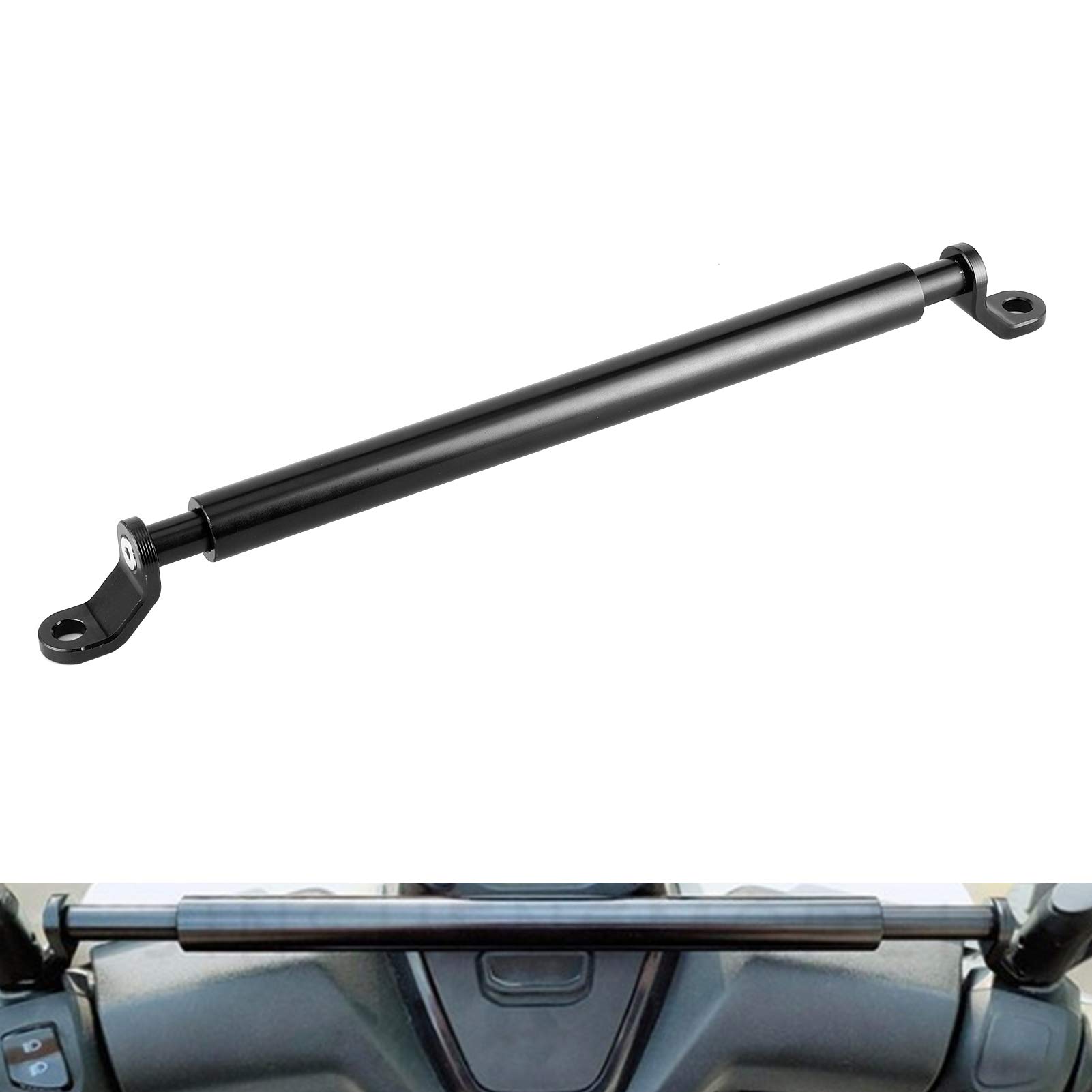Qiilu Barre d'équilibre, Alliage d'aluminium CNC, Barre transversale Guidon Renfort étendu pour Scooters de Moto (Noir)