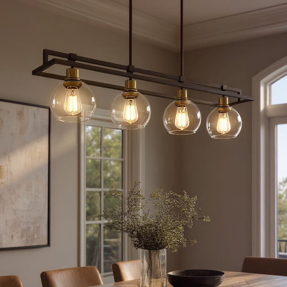 Urban Ambiance Luxury Utilitarian Chandelier, Large Size: 10''H x 40''W, with Industrial Style Elements, Black Bronze Finish, UQL4030, Preston Collection
