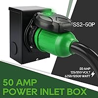 Vista 5 de Kit de emergencia de alimentación combo RVGUARD, cable de generador de 50 amperios de 15 pies y caja de entrada de corriente, cable de generador