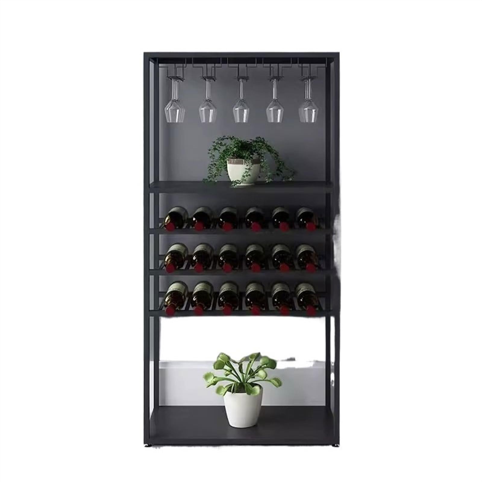 botellero Enfriador de Vino Vino Tinto Hierro hogar Piso pequeño Estante de Vino Estante de exhibición Estante estantes for Copas de Vino botellero de Pared(Negro)