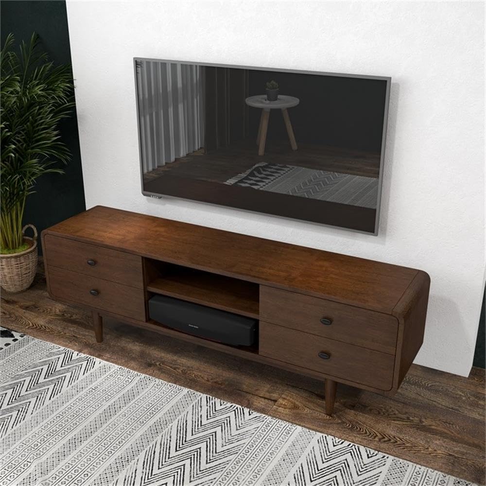 ASHCROFT Stafford Mid-Century Modern TV Stand in Brown for TVs up to 65"