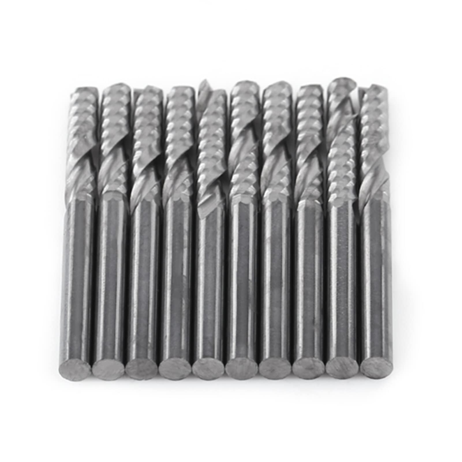 10 Pièces Carbure de Tungstène Unique 3.175mm Fraise en Bout 3mm Fraise en Bout Fraise Flûte Fraise en Bout Spirale CNC Routeur Gravure Outil de Sculpture