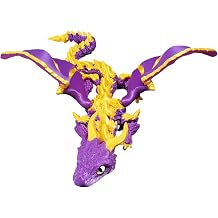 12.6 Inches Large 3D Printed Dragon with Horns & Wings Flexible Poseable Desktop Decoration Display Crystal Dragon Figure for Home Office Decor Fidget Toy for Adults Stress Relief Purple Gold