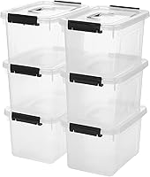 JUJIAJIA 6 Quart Clear Stackable Storage Bins with Secure Latches & Handles, 6-Pack for Home Organization
