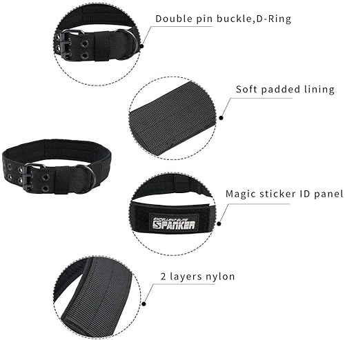 Miniatura 6 de EXCELLENT ELITE SPANKER Collar militar para perro de 1.5 pulgadas de ancho, anillo en D de metal ajustable y hebilla para perros medianos y grandes