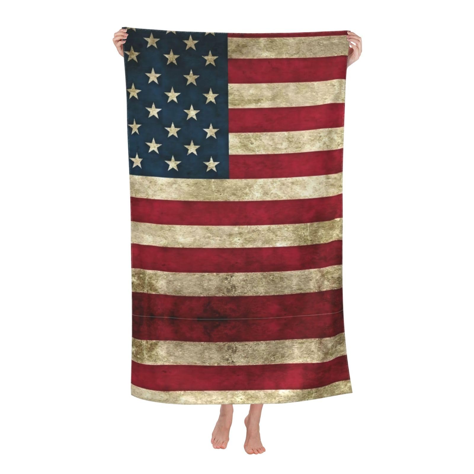NImongt American Flag Print Oversized Adult Beach Towel For Travel Weekend Getaways Festivals Camping Trips