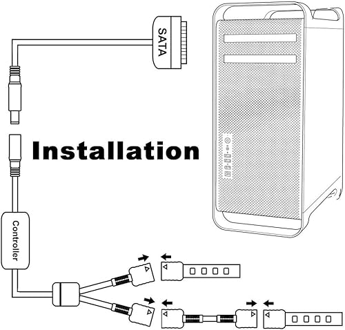 Miniatura 7 de DS leddess Tira de iluminación LED RGB para computadora a través de imán con controlador para computadora de escritorio, torre media torre completa