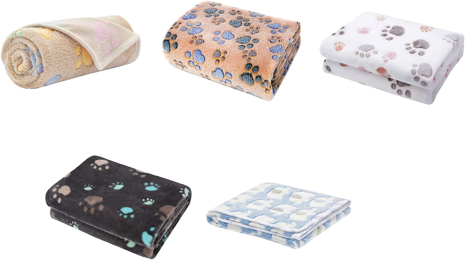 Pet Blanket, Dog Blanket Paw Print Pet Dog Blanket Cats Throw Reusable Coral Velvet Blanket for Large Medium Small Dog Kennel Cushion, Blue Elephant,L