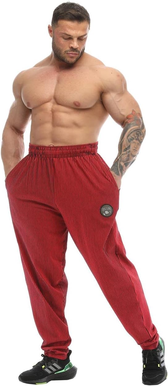 BGSM Men's Baggy Sweatpants with Pockets, Loose Fit Oldschool Gym Muscle Pants