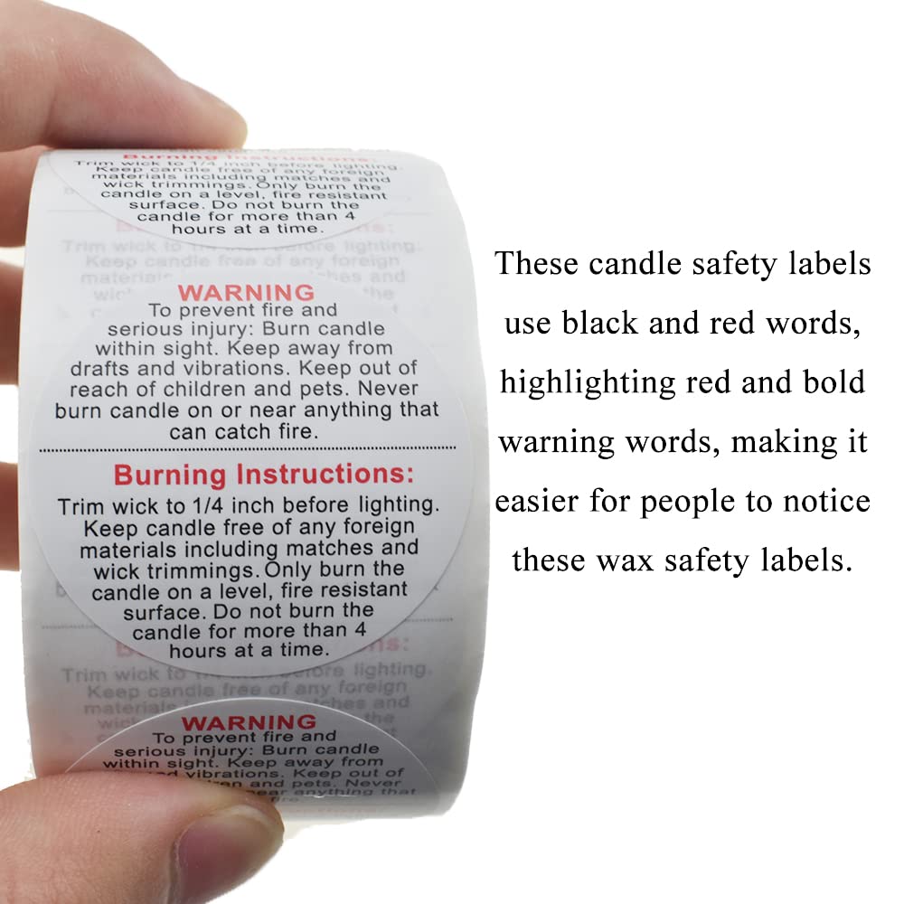 Snapklik.com : 500PCs 1.5Inch White Circular Candle Warning Stickers ...