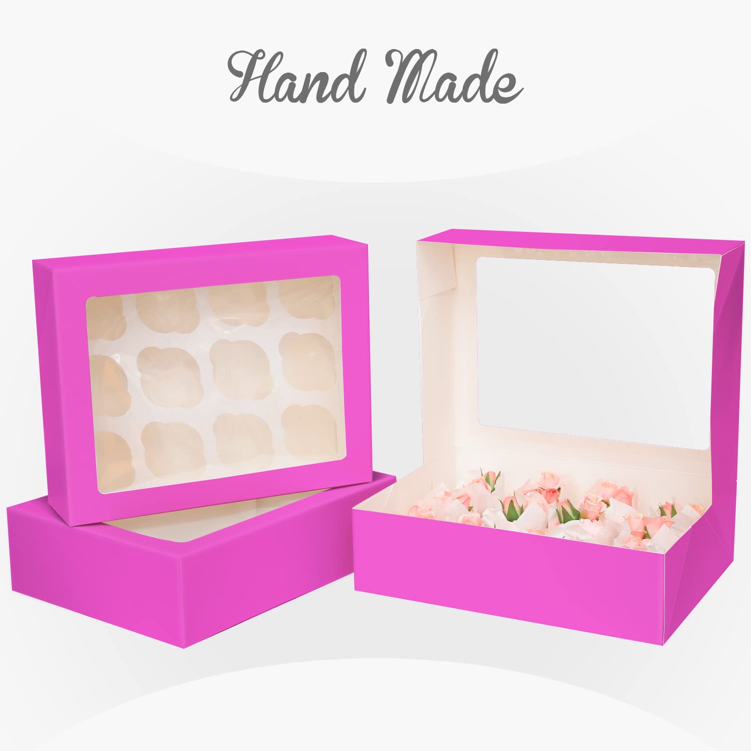 Gcardist Roland Automatic Popup 12 Cupcake Boxes with Window, Pack of 6, 33 x 25.4 x 9 cm - Image 2