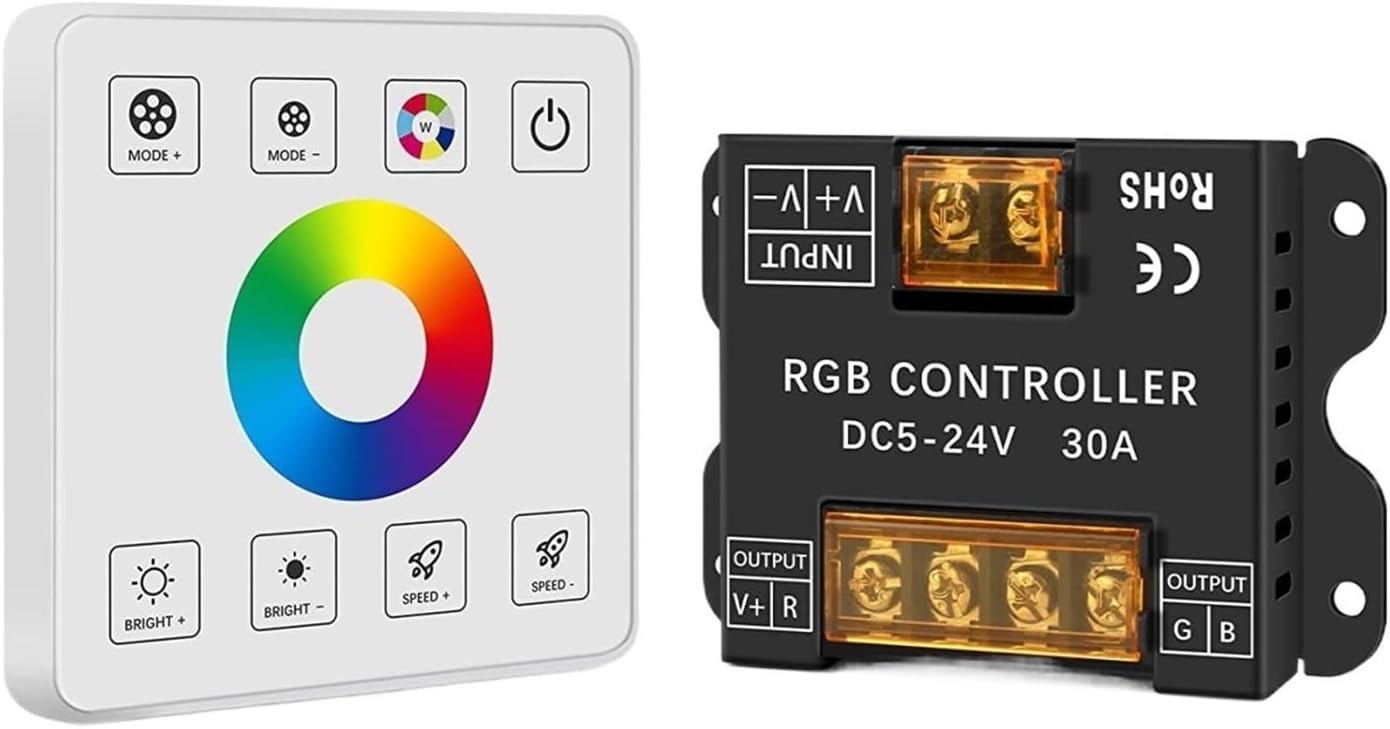 RF Wireless Wall Mounted Touch Panel Dimmer Switch DC 5-24V 30A RGB LED Strip Light Controller Suitable for 5050 3528 LED RGB Strip Lights