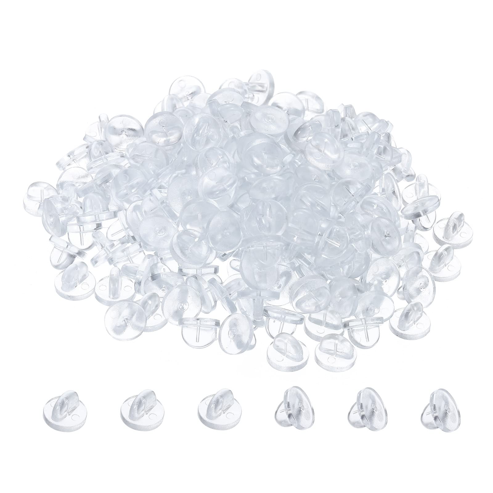 XBAILAZXBAILAZ Rubber Pin Backs, 200 Pack Lapel Pin Backing Locking Pin Keepers Brooch Holder for Uniform Badge Hat Tie, Transparent